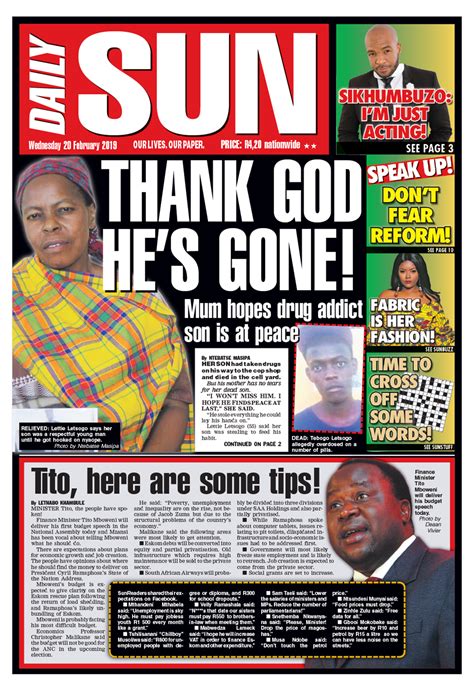 daily sun sa today's newspaper.